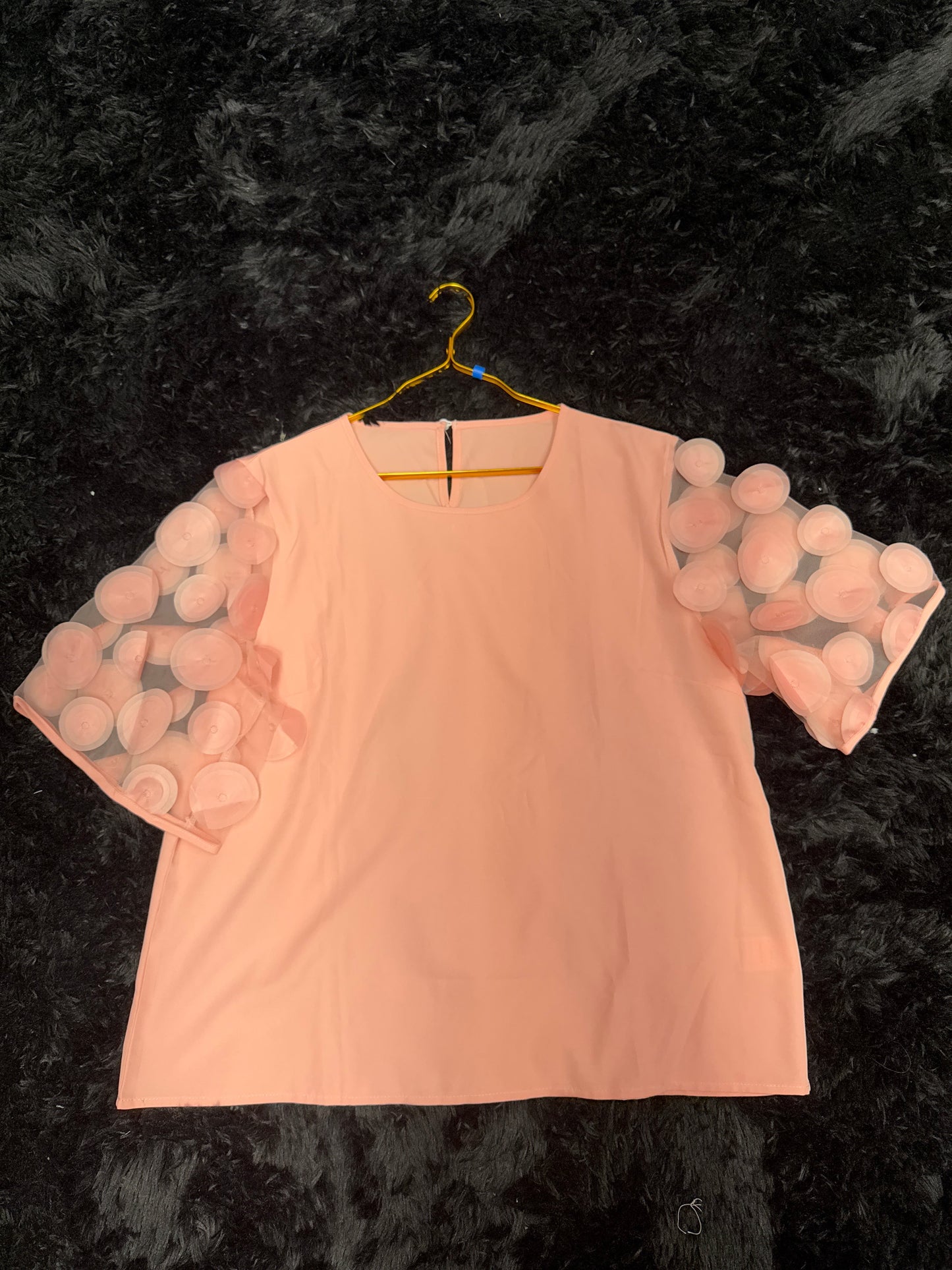 Short sleeve, pink, sheer shirt