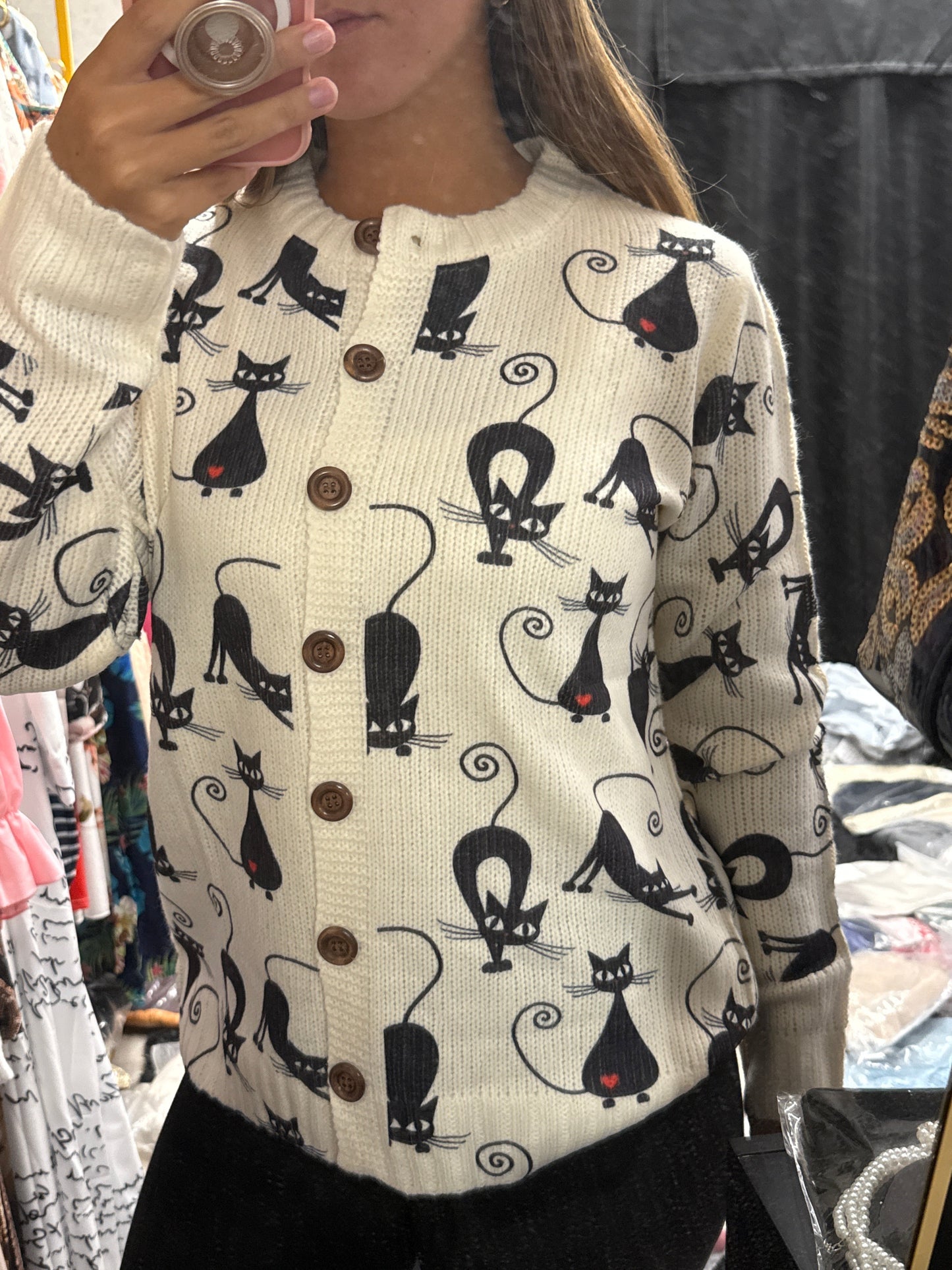 Cats knitted cardigan sweater 