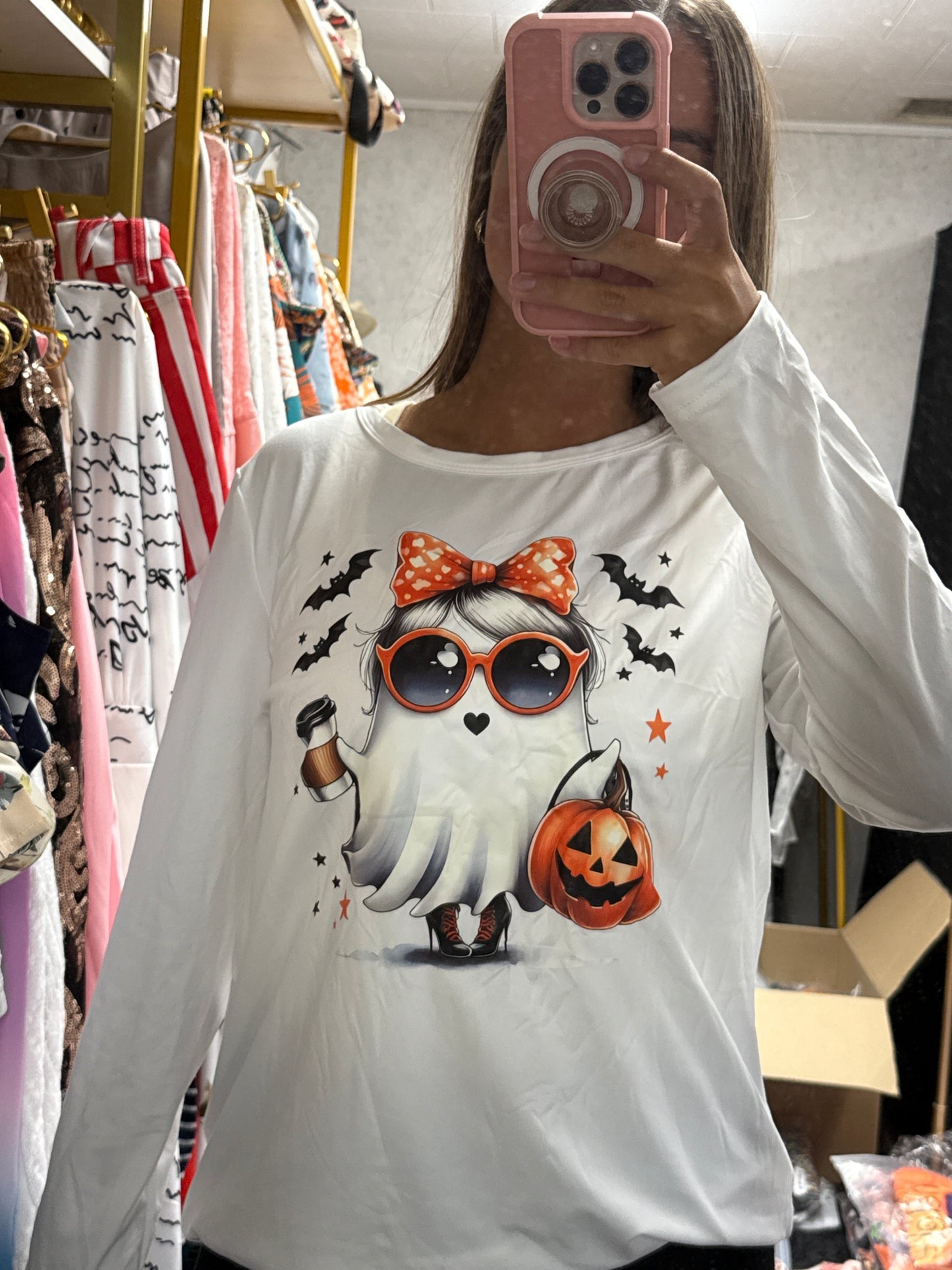 Long sleeve white T-shirt