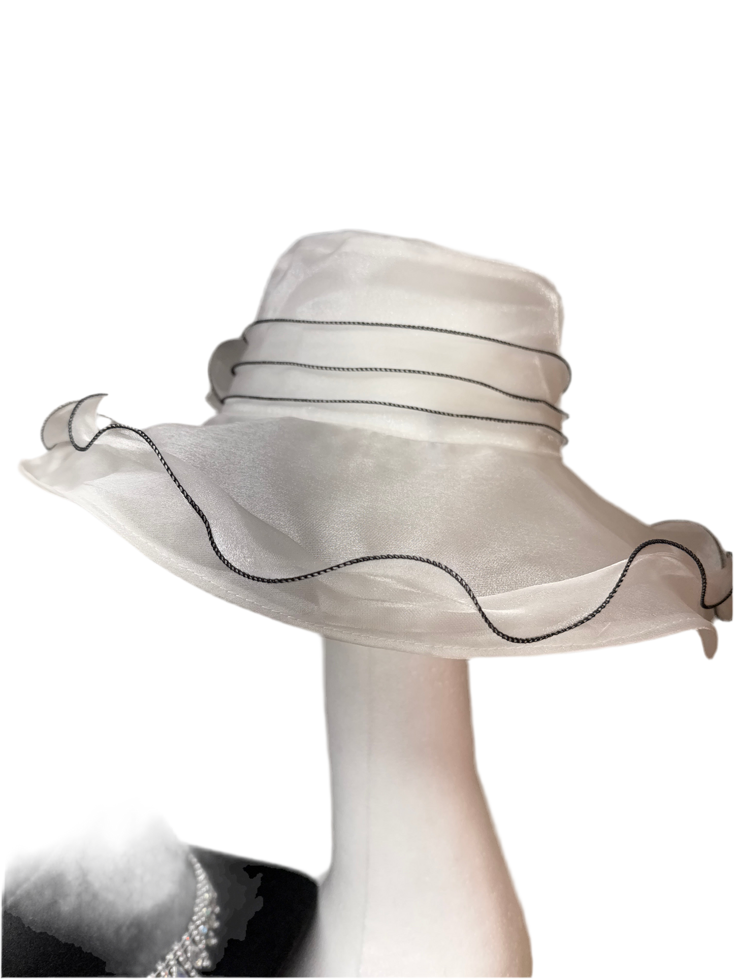 White with black accent hat