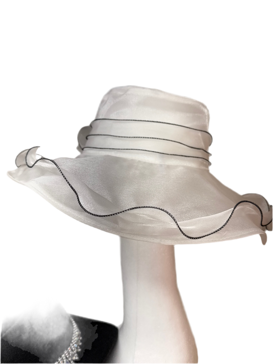 White with black accent hat