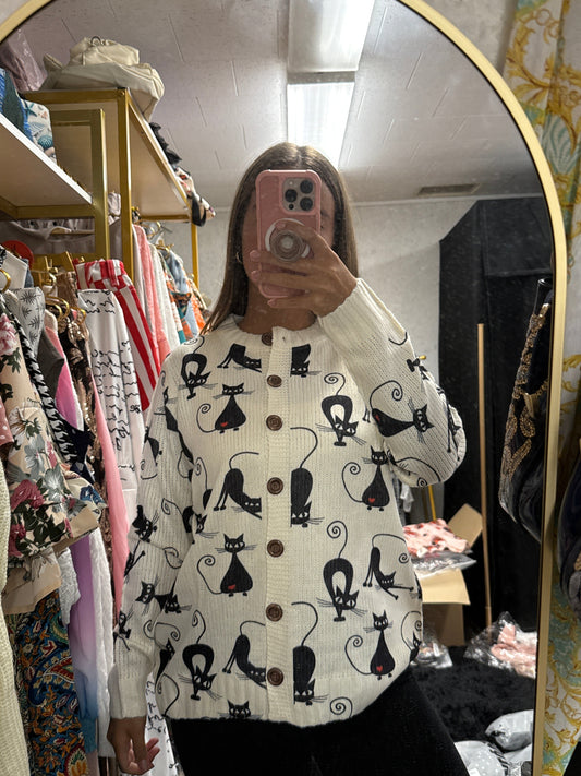 Cats knitted cardigan sweater ￼