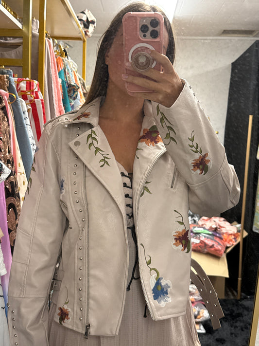 Embroidered jacket with flowers