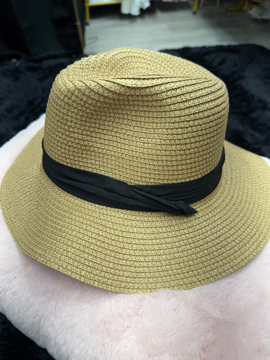 Beach hat, earrings, and bag