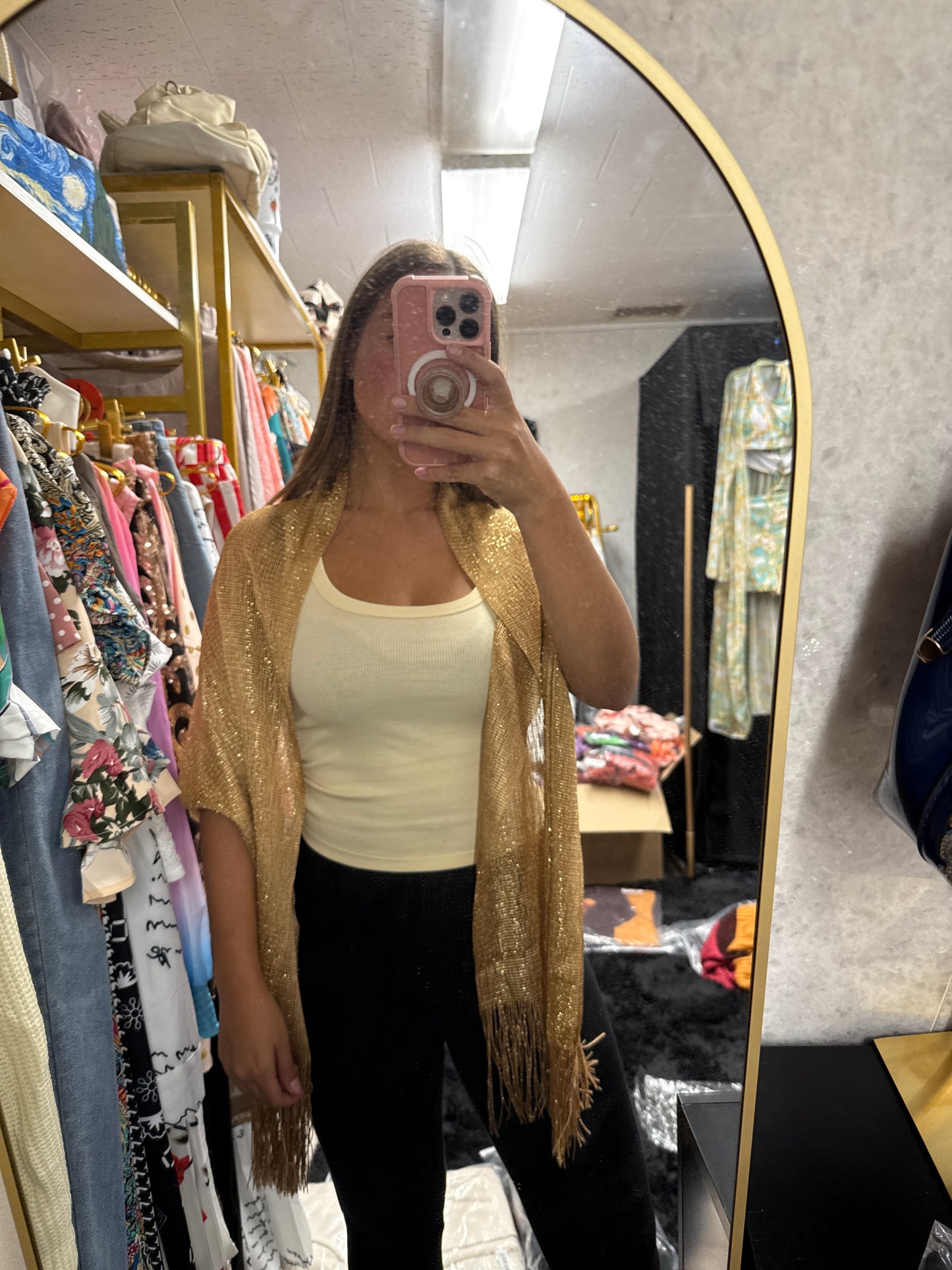 Gold shimmery scarf ￼