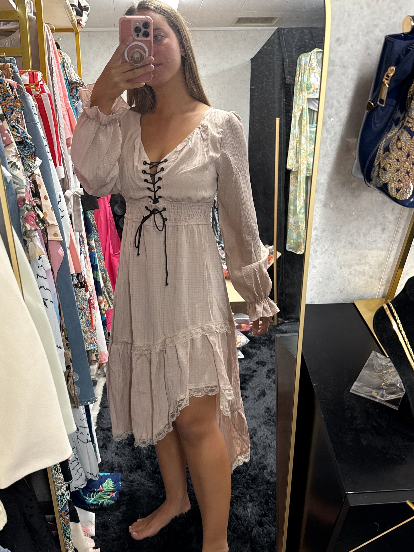 High low long sleeve dress ￼