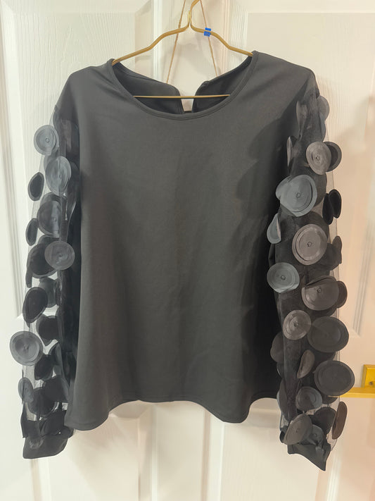 Black sheer sleeve shirt