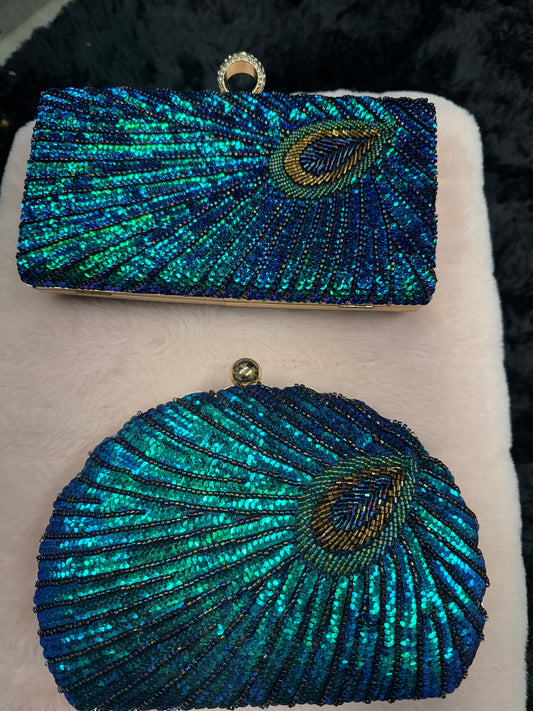 Sparkling peacock purse