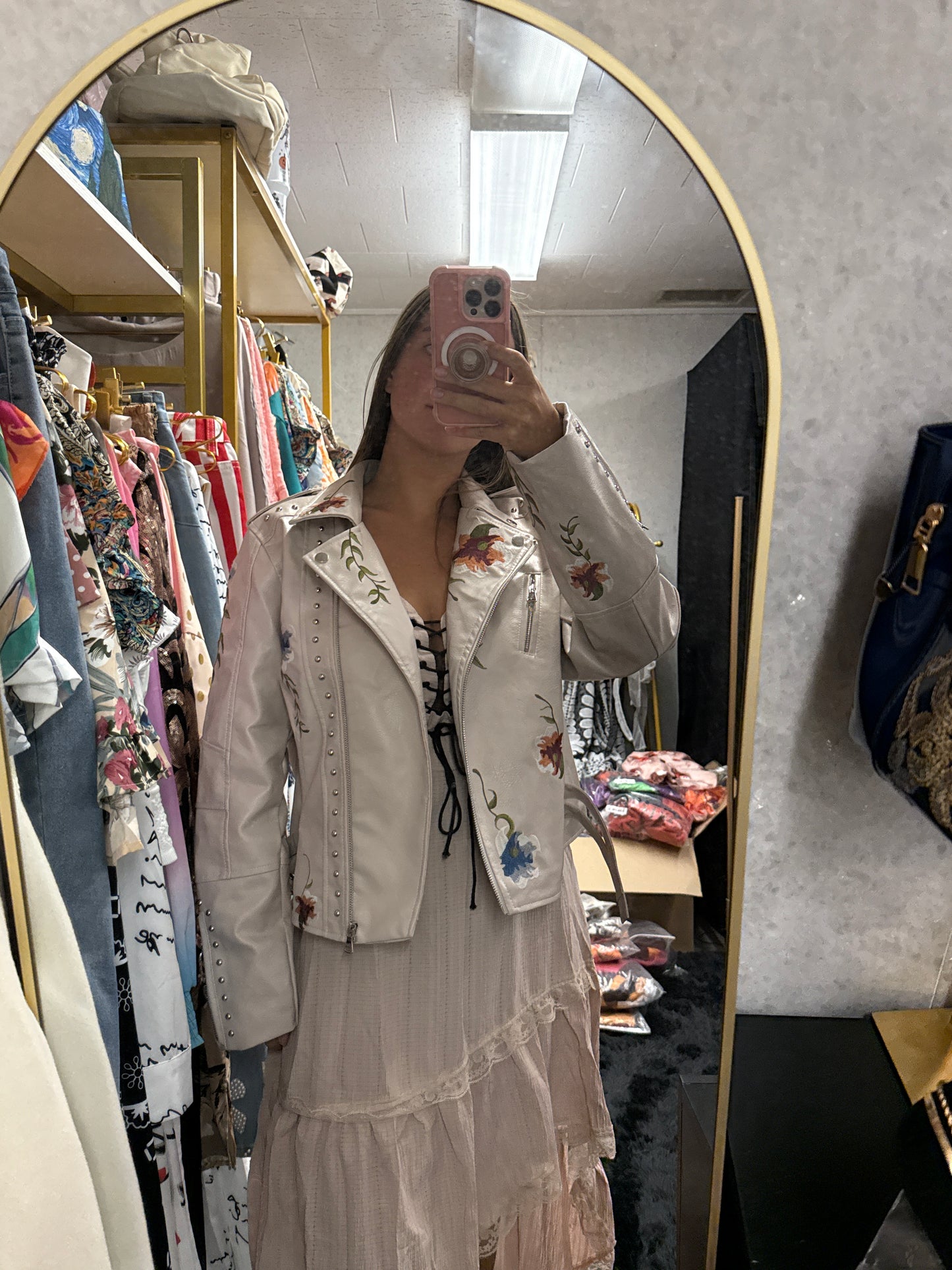 Embroidered jacket with flowers