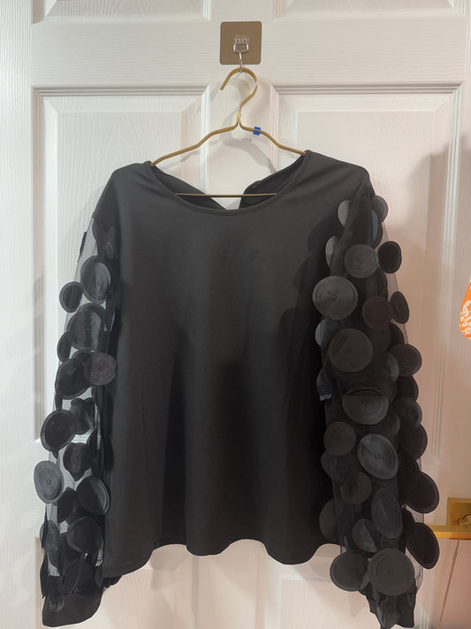 Black, long  sheer sleeve