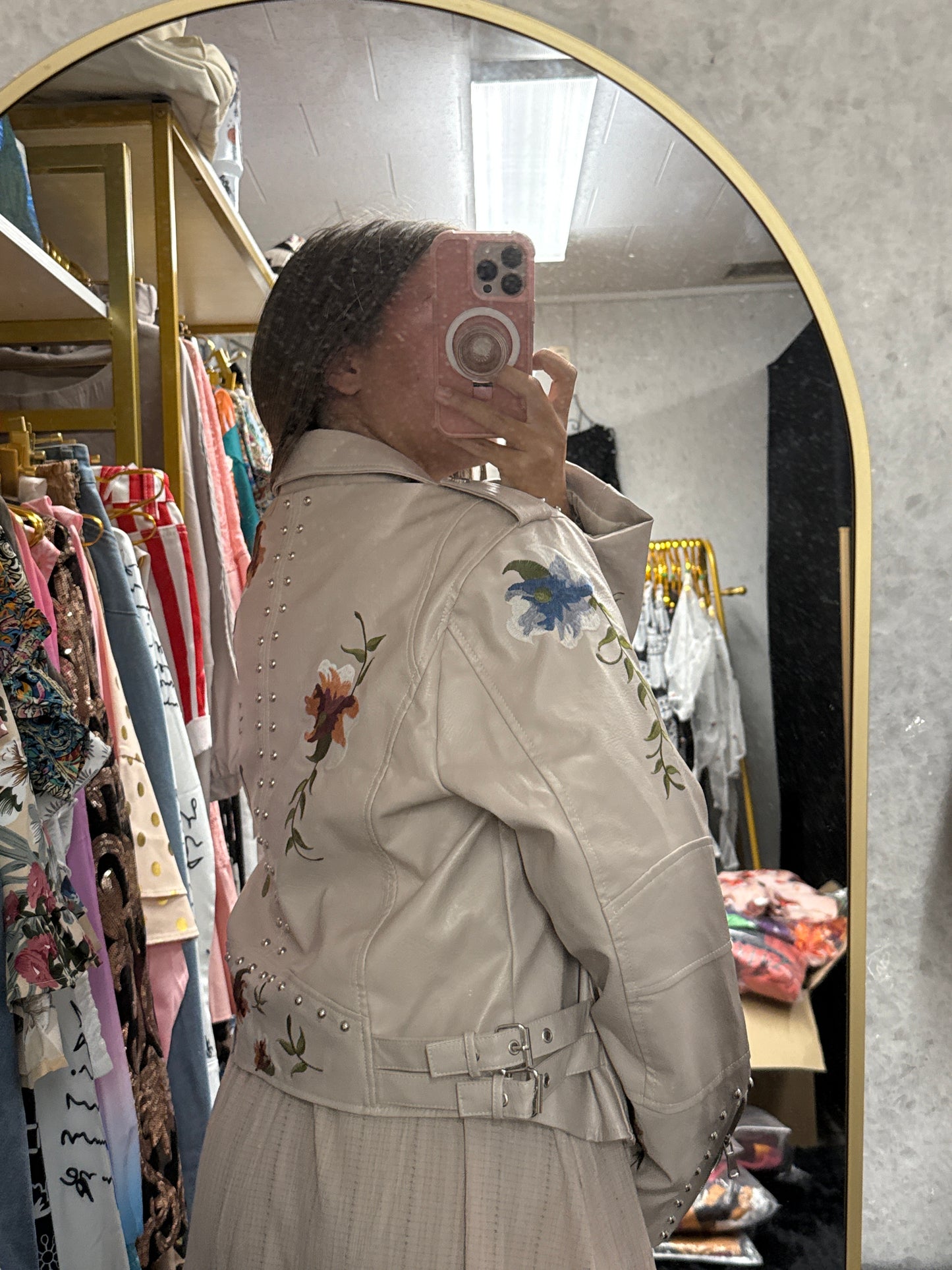 Embroidered jacket with flowers