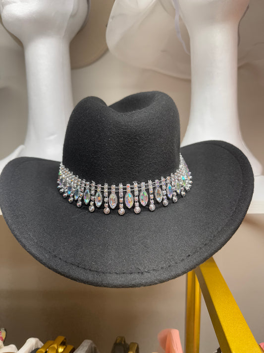 Black rhinestone felt cowboy hat