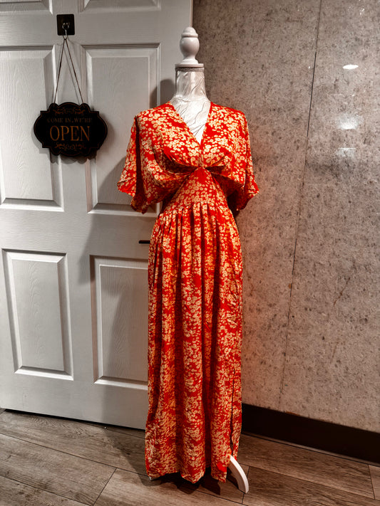 Orange flower maxi dress